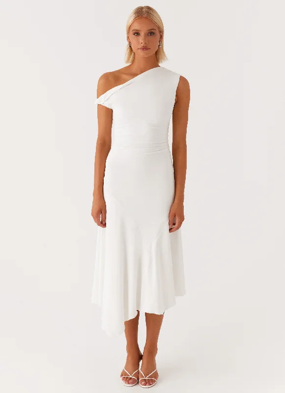 Byron Midi Dress - White Classic A-line Skirt