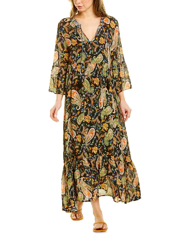 Johnny Was Bryce Midi Dress Pleated Floral Midi